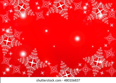 bright red background with Christmas ornaments with snowflakes. the central part of an illustration for your text. vector illustration. for design of greeting cards, wallpaper, printing