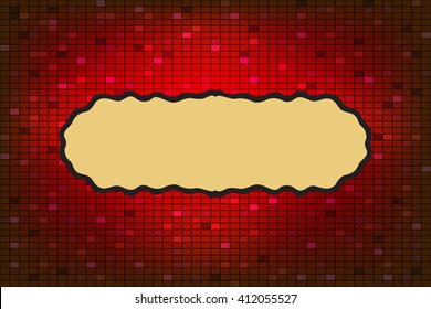 Bright red background with element for your text. Mosaic pattern. Vector illustration. For the design, printing, advertising