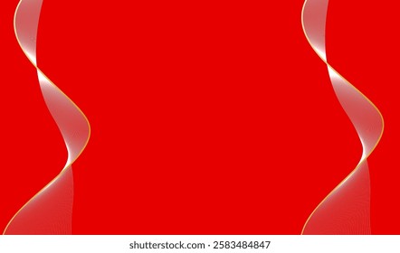 The bright red background gives off a sense of energy and enthusiasm. The flowing white and gold curves cut through the image, creating a beautiful movement and pattern.