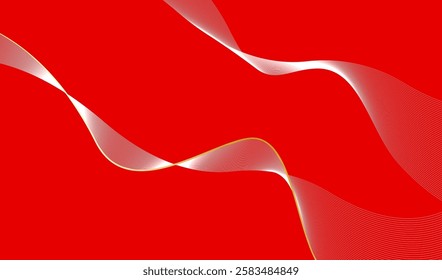 The bright red background gives off a sense of energy and enthusiasm. The flowing white and gold curves cut through the image, creating a beautiful movement and pattern.