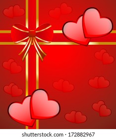 Bright red background with hearts to the day of saint Valentine