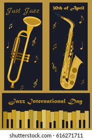 Bright red background with saxophone. May be used for different musical events. 