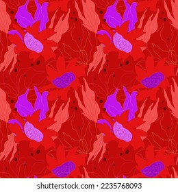 Fondo rojo claro con flores de estilo. Sin inconvenientes para el textil y el papel.