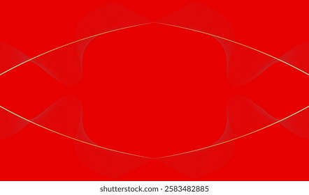 A bright red background that conveys a sense of energy and enthusiasm, with a delicate golden curve carefully drawn through the center of the image. The use of red creates excitement.