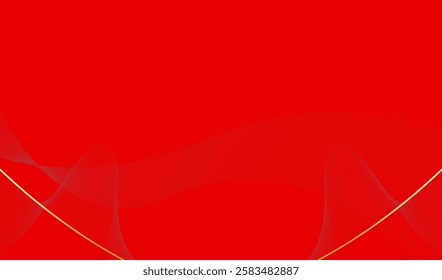 A bright red background that conveys a sense of energy and enthusiasm, with a delicate golden curve carefully drawn through the center of the image. The use of red creates excitement.