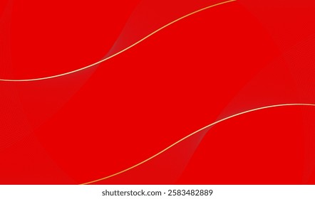 A bright red background that conveys a sense of energy and enthusiasm, with a delicate golden curve carefully drawn through the center of the image. The use of red creates excitement.