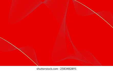 A bright red background that conveys a sense of energy and enthusiasm, with a delicate golden curve carefully drawn through the center of the image. The use of red creates excitement.