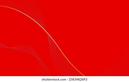 A bright red background that conveys a sense of energy and enthusiasm, with a delicate golden curve carefully drawn through the center of the image. The use of red creates excitement.