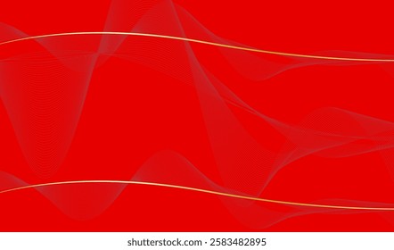 A bright red background that conveys a sense of energy and enthusiasm, with a delicate golden curve carefully drawn through the center of the image. The use of red creates excitement.