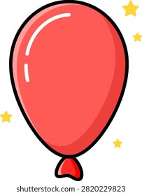 Bright red balloon floating with a cheerful and festive appearance.