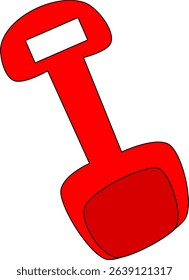 Bright Red Beach Toy Shovel Vector Illustration in Flat Cartoon Style for Summer Vacation, Kids Play, and Sand Activities