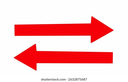 Bright red bidirectional arrows on a clean white background symbolizing exchange, balance, communication, or two-way processes. Perfect for business, traffic, data flow concepts in design projects.