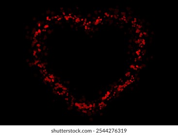 Bright red big heart made of small hearts. Valentines Day abstract background. Vector greeting card shiny design