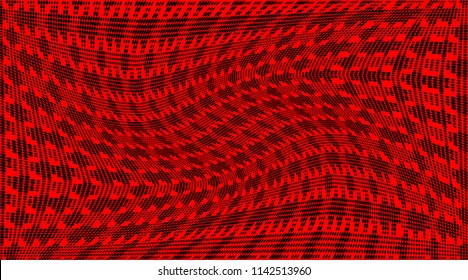 Bright red and black festive halftone pattern. Soft dynamic lines. Vector illustration with dots. Modern polka dots background. Template for print, fabric, textile