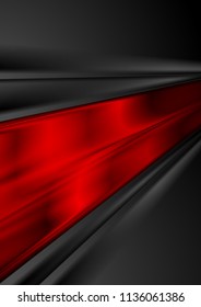 Bright red and black glossy stripes abstract background. Vector shiny corporate design