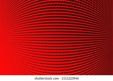 Bright red and  black halftone pattern. Soft dynamic lines. Vector illustration with dots. Modern polka dots background