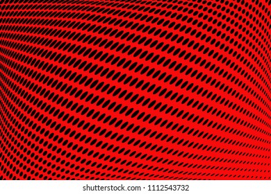 Bright red and  black halftone pattern. Soft dynamic lines. Vector illustration with dots. Modern polka dots background