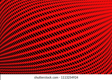 Bright red and  black halftone pattern. Soft dynamic lines. Vector illustration with dots. Modern polka dots background