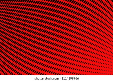 Bright red and black halftone pattern. Soft dynamic lines. Vector illustration with dots. Modern polka dots background