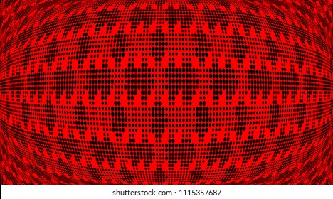 Bright red and black halftone pattern. Soft dynamic lines. Vector illustration with dots. Modern polka dots background