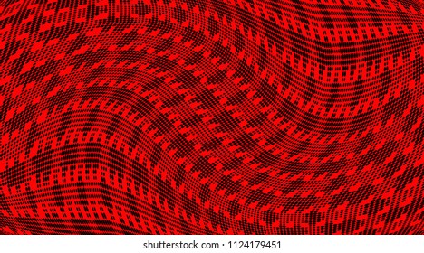 Bright red and black halftone pattern. Soft dynamic lines. Vector illustration with dots. Modern polka dots background.Template for print, fabric, textile