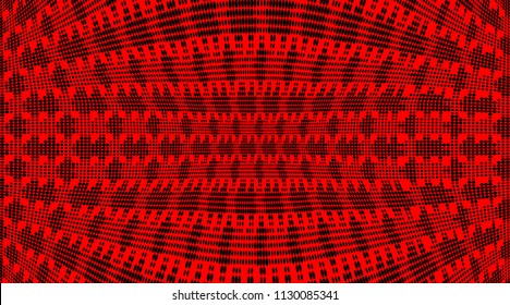 Bright red and black halftone pattern. Soft dynamic lines. Vector illustration with dots. Modern polka dots background.Template for print, fabric, textile