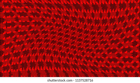 Bright red and black halftone pattern. Soft dynamic lines. Vector illustration with dots. Modern polka dots background.Template for print, fabric, textile