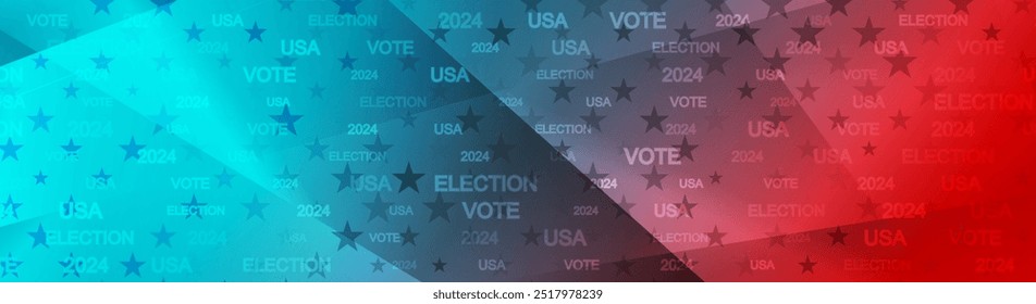 Bright red blue abstract background for the US presidential election 2024. Vector minimal glossy banner design