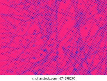 Bright red blue old style dotted modernistic layout. Graphic vintage halftone retro pattern background. Vector illustration