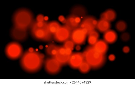 Bright red bokeh particles of multiple sizes with depth effect on dark background. Perfect for night visuals or technology-themed scenes.