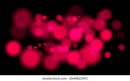Partículas de bokeh vermelho brilhante de vários tamanhos com efeito de profundidade no fundo escuro. Perfeito para visuais noturnos ou cenas com temas de tecnologia.