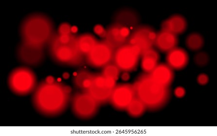 Bright red bokeh particles of multiple sizes with depth effect on dark background. Perfect for night visuals or technology-themed scenes.