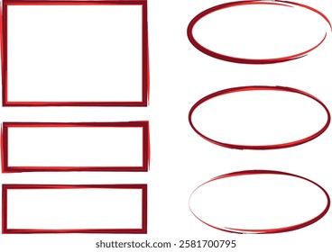 bright red bordo colorful artwork frames shapes collection set