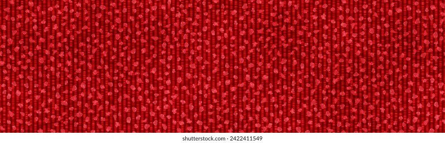 Bright red boucle fabric in a seamless pattern. Top view of the texture of the material with knots. Vector illustration. Suit wool tweed or upholstery cloth.