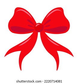 Bright red bow. Vector illustration.