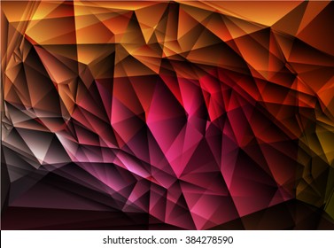 Bright red, brown yellow polygon abstract background.Vector EPS 10 illustration.