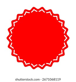 Forma de ráfaga roja brillante con borde dentado para ventas y gráficos promocionales sobre fondo blanco