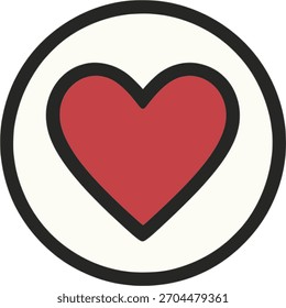 Bright red love‑heart centered in white circle design