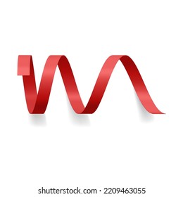 Bright red classic gradient twist red ribbon festive holiday party decorative design 3d template vector illustration. Realistic premium anniversary birthday celebration decor mockup clean blank