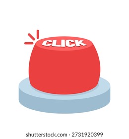 Ilustración de Botón de Hacer clic rojo brillante que simboliza la interacción del usuario. Concepto de llamada a la acción, navegación por Sitio web, interfaz digital y diseño de marketing en línea.