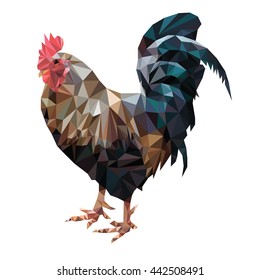 Bright red cock isolated on white background