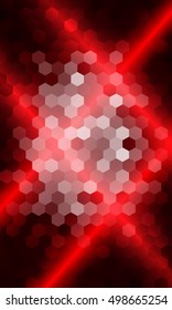 bright red color disco background. hexagon pattern illustration. vector. for design flyer, wallpaper, banner