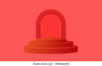 Bright red color podium vector design