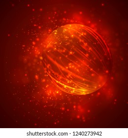 a bright red colored energy stream swirling against a dark background. vector abstract concept