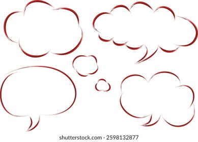 bright red colorful comic design speech bubbles set