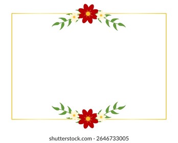 Bright red daisy flower frame, decorative floral border for seasonal or event card