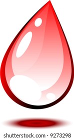 Bright red drop. Vector illustration.