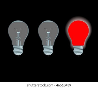 Bright red electrical bulb on a black background