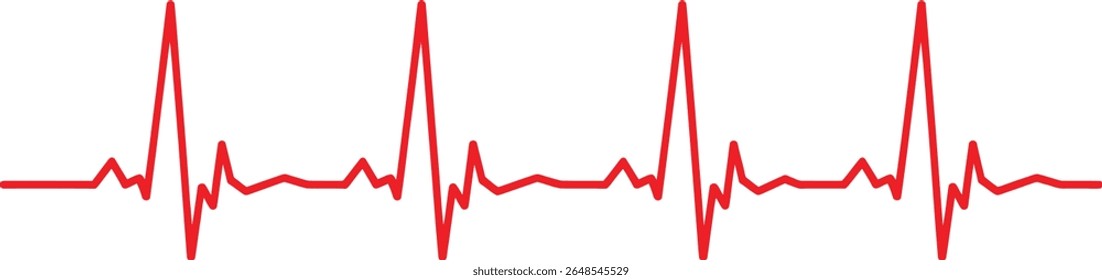 Bright red electrocardiogram traces pulse, representing health and well being, and the importance of medical diagnostics.