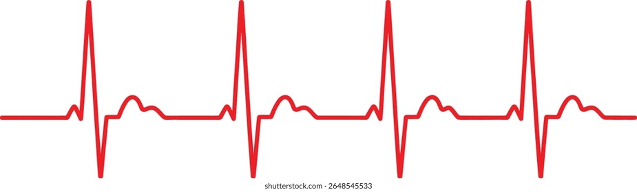 Bright red electrocardiogram traces pulse, representing health and well being, and the importance of medical diagnostics.